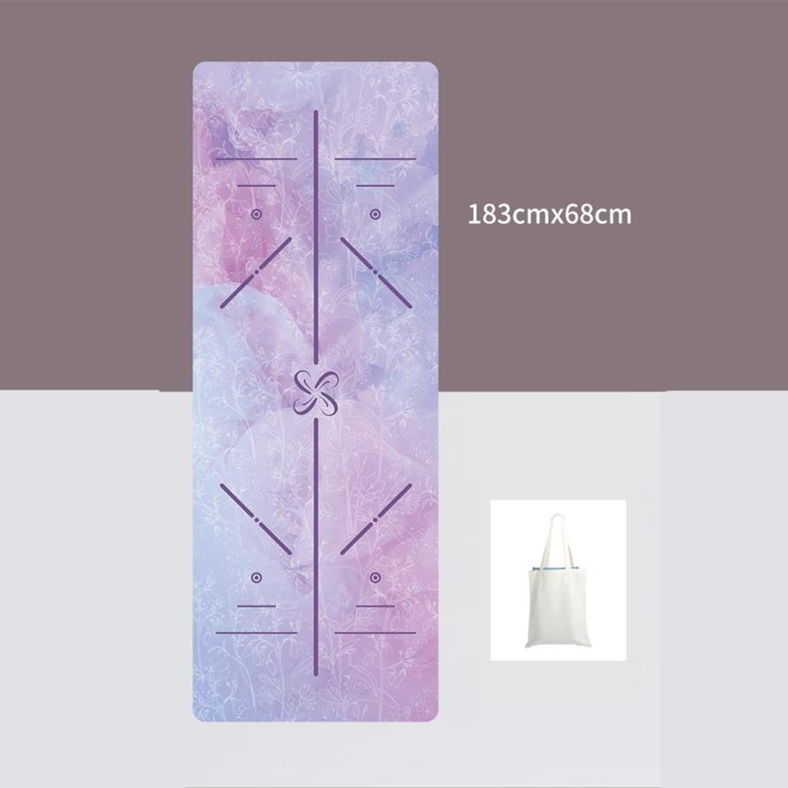 Коврик для йоги с принтом из натурального каучука и бархатной поверхностью. Тонкий нескользящий портативный складной напольный коврик, впитывающий пот. Фитнес-упражнения. Моющийся напольный коврик.