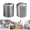 Stainless Steel Trash Can Small Countertop Trash Can 1.5L Trash Bin With/Without Swing Lid Tabletop Waste Bin for Office