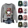 Women's Fashion Casual Long Sleeve Christmas Printed Round Neck Woolen Knit Pullover Top