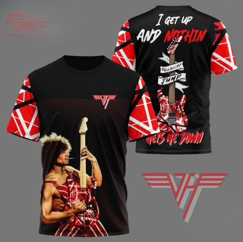 Рок-группа Van Halen Ретро 3D-печать Унисекс Футболка для Лета Уличный Хип-хоп Тренд С коротким рукавом Круглый вырез Y2K Топ Мужская одежда