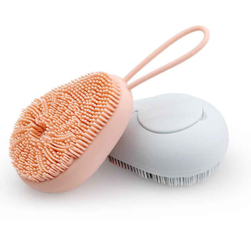 Avocado Silicone Body Wash Brush - Refillable Shower Gel Container, Skin-Friendly Bath Brush, Kids Silicone Bath Massage Brush