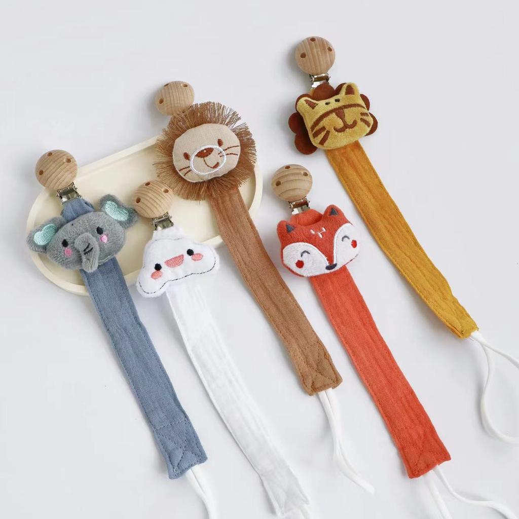 Милая мультяшная цепочка для пустышки для малыша, новорожденная хлопковая ткань, цепочка для пустышки с животным, держатель для соски-пустышки, экологически чистый материал