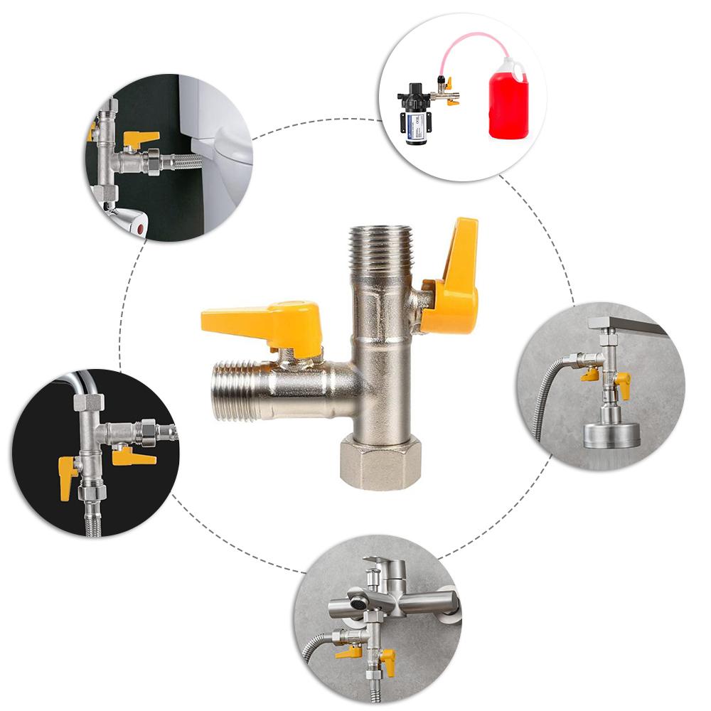 Латунный диверторный клапан для душевой лейки, G1 2   Душевой переключатель RV 3-ходовой перепускной клапан для замены, Универсальный T-адаптер