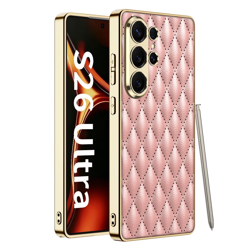 Применимо к чехлу для мобильного телефона Samsung S11ultra, гальванизированный, однотонная кожа, ромб, маленький ароматный стиль, S11ultra, противоударный чехол