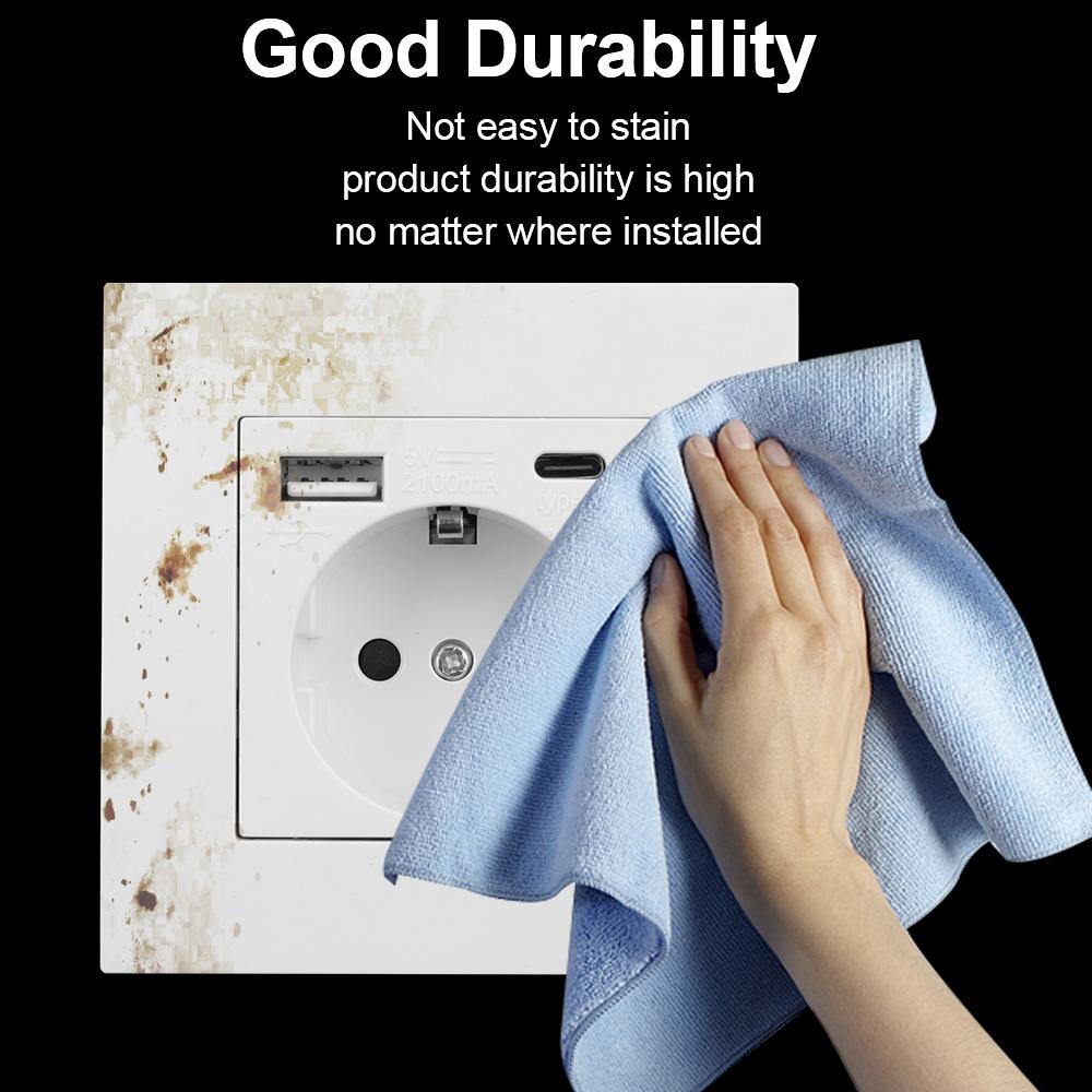 Электрическое настенное зарядное устройство, адаптер, немецкая розетка, розетки, стандарт ЕС, 16 А, с usb-портом для зарядки типа C, панель ПК