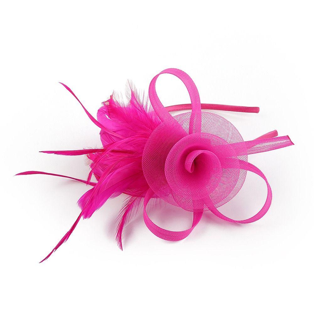 British Feather Headpiece Mesh Flower Hair Accessories Fashion Hair Hoop Wedding Bride