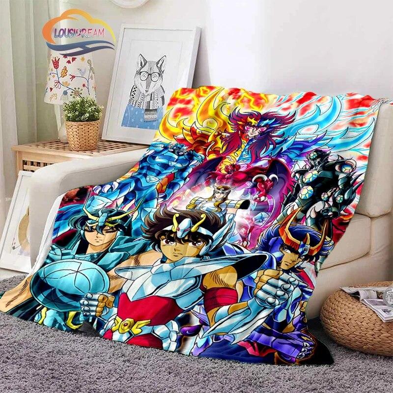 Classics Animated Character Seiya Patterned Wool Blanket Cartoon Saint Seiya Series Children Shawl and Sofa Super Soft