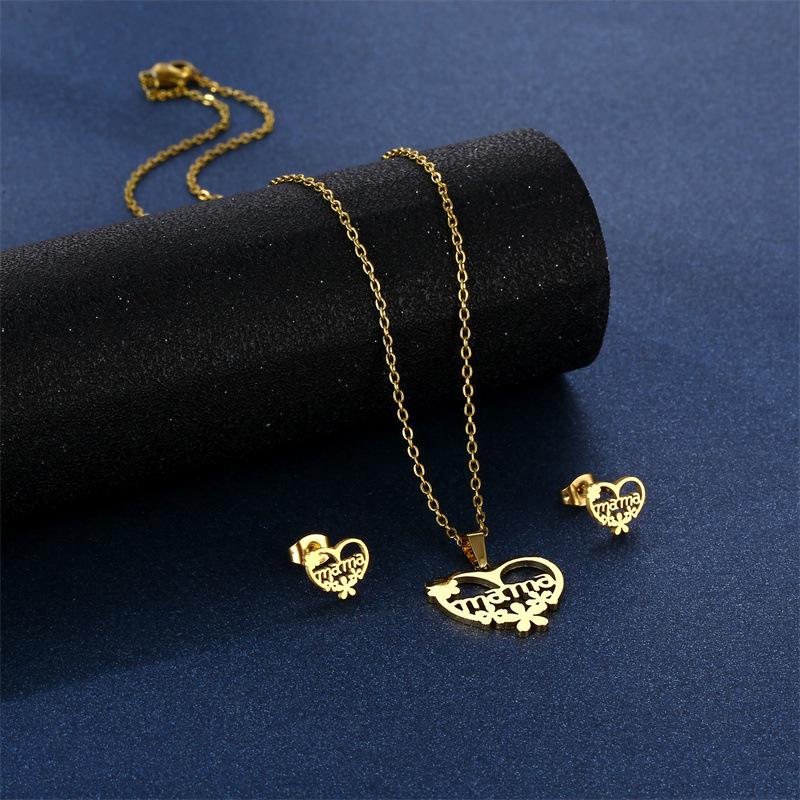 RUI RUI YU MAMA Комплект ожерелья и серег из нержавеющей стали, модный комплект ювелирных изделий ко Дню матери