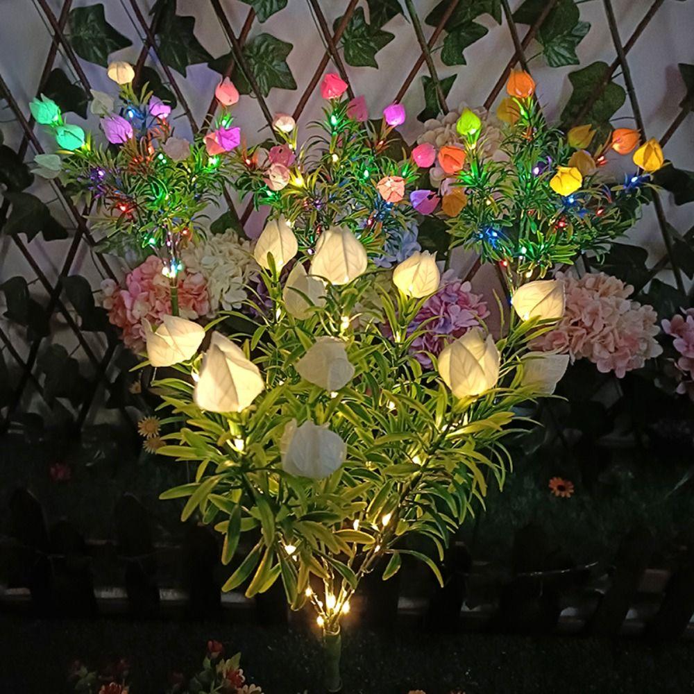 Уличные 42 светодиодных солнечных садовых светильника, атмосферное освещение, лампа для газона на заднем дворе, новые солнечные цветочные светильники