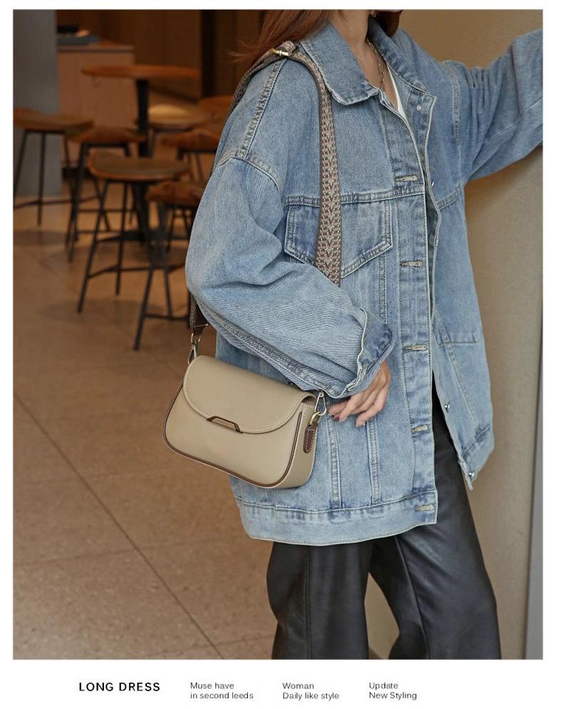 Женская сумка-мессенджер из натуральной кожи 2024 года: Стильная маленькая сумка через плечо из коровьей кожи с широким ремнем