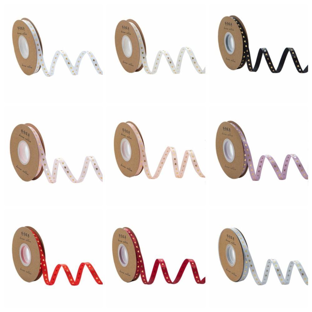 Classic Gold-stamped Heart Ribbons 1cm*30 meters Gift Packaging Ribbon  DIY