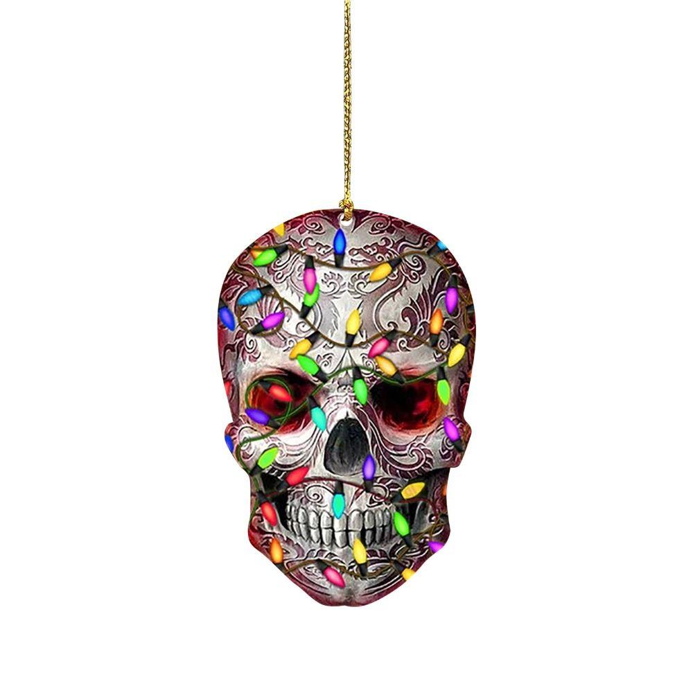 DIY Skull Pendant Horror Skeleton Car Ornaments Christmas Tree Drop Ornaments Car Rearview Decor