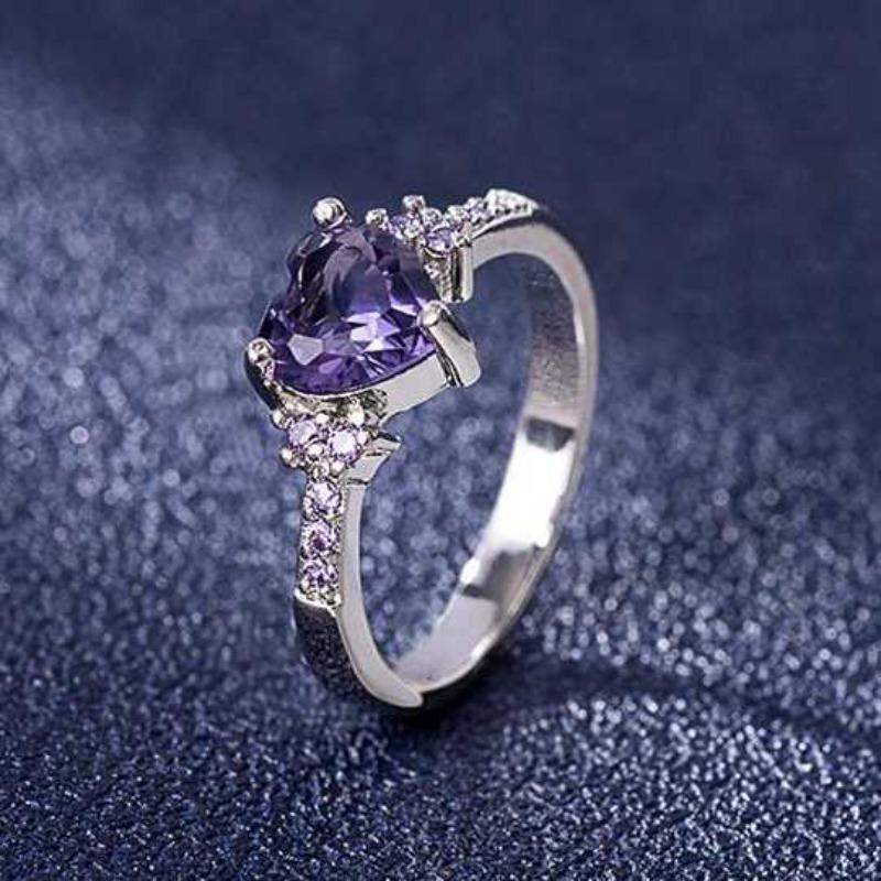 Sace Gems Классическое кольцо из медного сплава с фиолетовым цирконом, женские ювелирные изделия, свадебный подарок, вечеринка