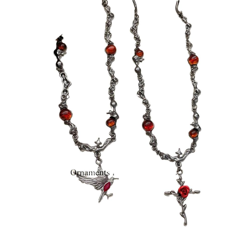 Милое и крутое красное цветочное ожерелье на ключицу - серия модных дизайнов