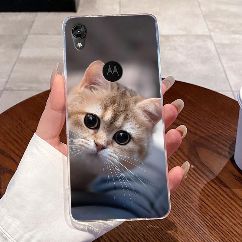 Jelly Casing For Motorola Moto E6 Fundas MOTOE6 Capa Clear Silicone Soft TPU Back Cover Cute Cat Rabbit Heart Protective Case
