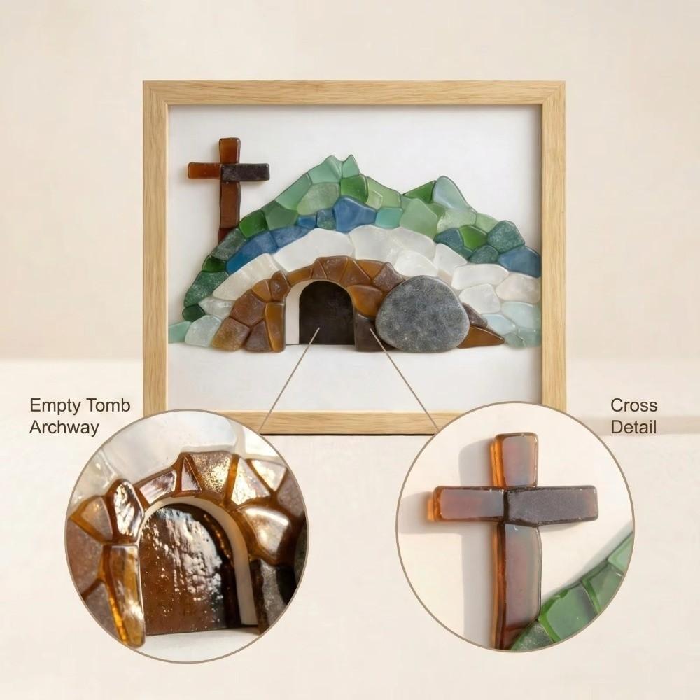 Handmade Simulation Sea Glass Cross Funny Resin Cave Crystal Crucifix Home Ornaments