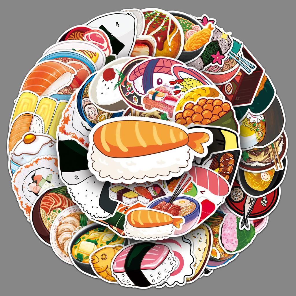 50 Cartoon Japanese Doodle Personality Cute Sushi Creative DIY Skateboard Suitcase Stickers Waterproof