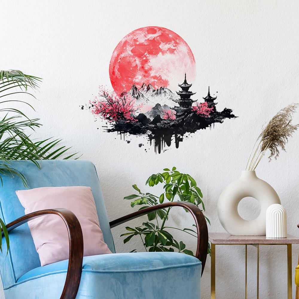 Древний стиль Креативный пейзаж Картина Луна Спальня Гостиная Крыльцо Домашнее украшение Украшение Наклейка на стену