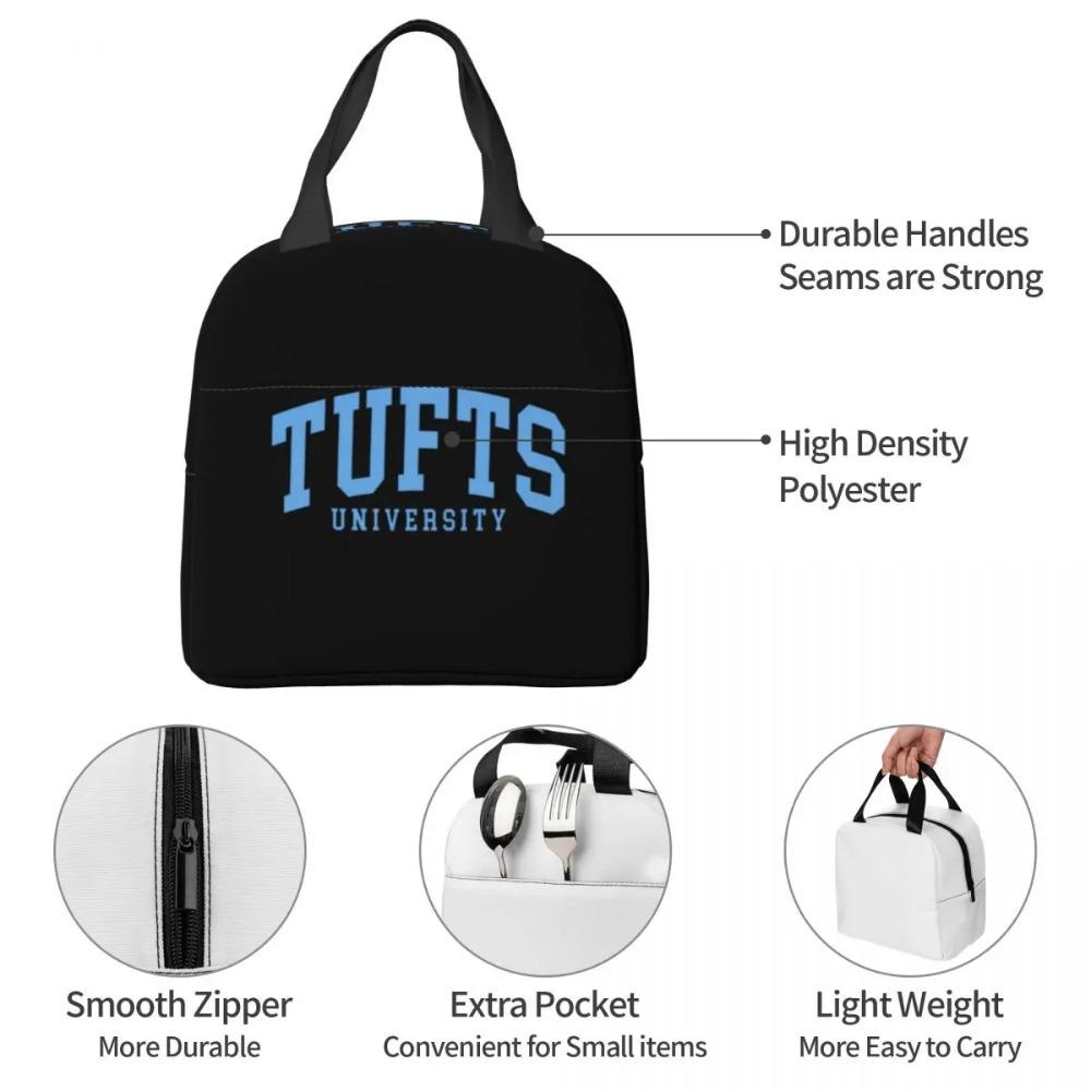 Tufts - College Font Curved Insulated Lunch Bag for Kids School Cooler Thermal Food Box Tote Portable Lunch Boxes Container
