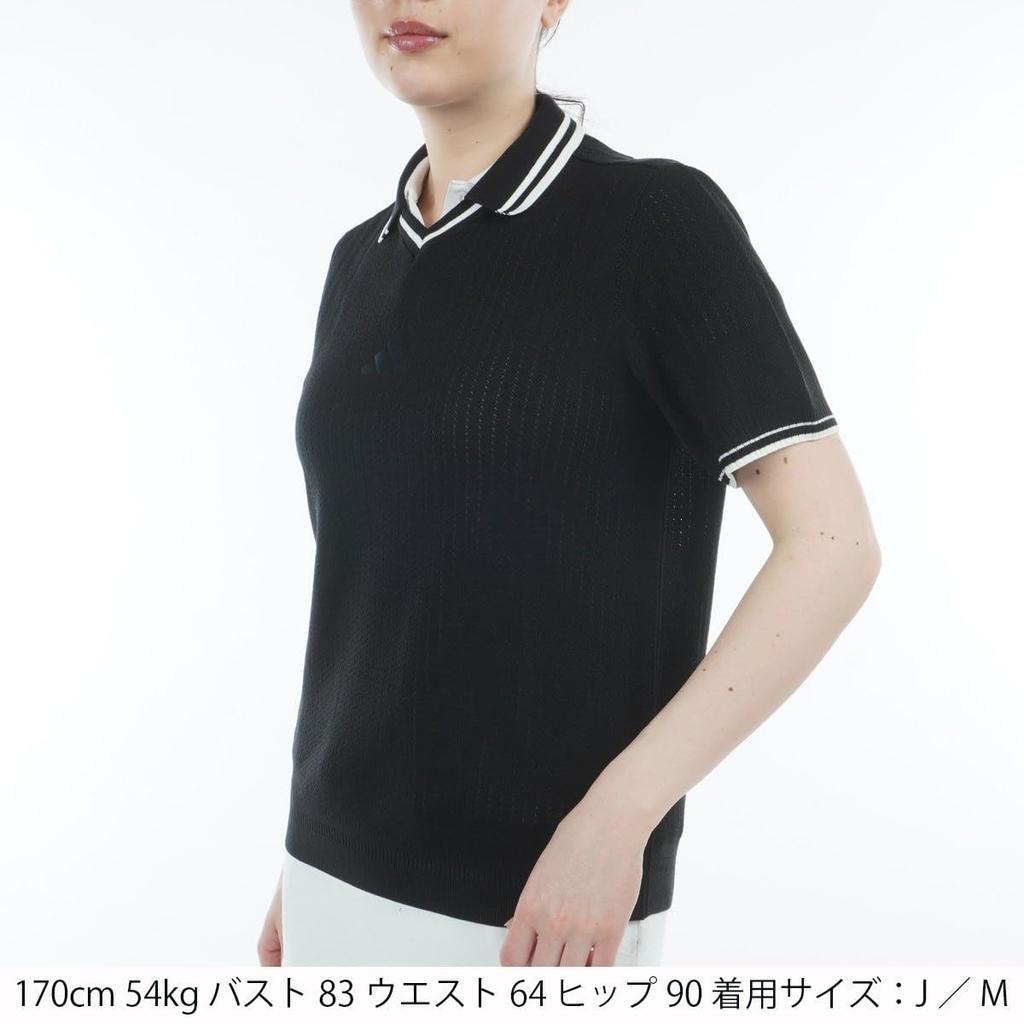 Adidas Golf За пределами поля Свободный трикотажный поло с коротким рукавом, силуэт бокс, черная рубашка, женская,