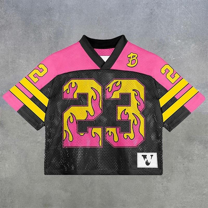 Футболка Y2K American Harajuku Hip Hop Fashion Football Jersey Streetwear Vintage Casual Breathable Splicing Free Short Sleeve