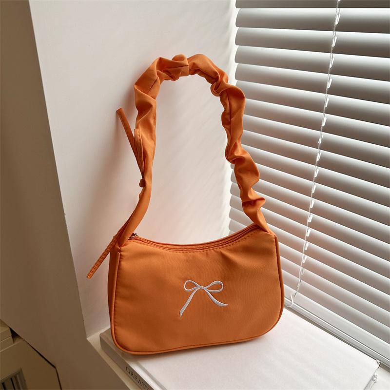 Летняя новая модная плиссированная сумка-тоут, повседневная популярная вышивка, бант, на плечо, подмышку, женская