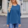 Women's Fashion Solid Color Round Neck Long Sleeve T-shirt Casual Autumn Tops