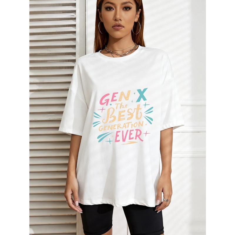 Белая оверсайз футболка Gen X The Best Generation Ever с принтом Графичная футболка для повседневной носки и образов