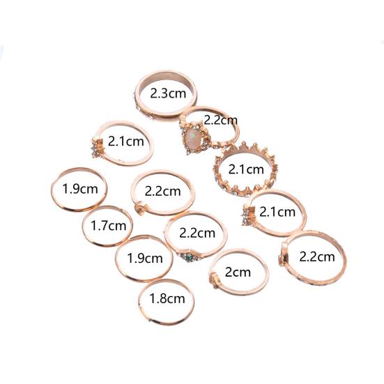 13Pcs/Set Boho Женщины Луна Звезда Корона Искусственный Опал Костяшка Миди Палец Кольцо Ювелирные Изделия