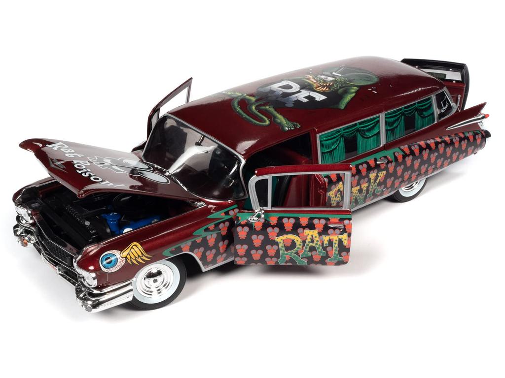 АВТО МИР 1:18 RAT FINK 1959 CADILLAC ELDORADO КАТАФАЛК Машинка Rat Fink из литого металла