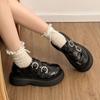 British Style Mary Jane Loafer Single Shoes, Spring and Autumn 2025 New Round Head Platform Thick Heel Heightened Small Leather Shoes Women