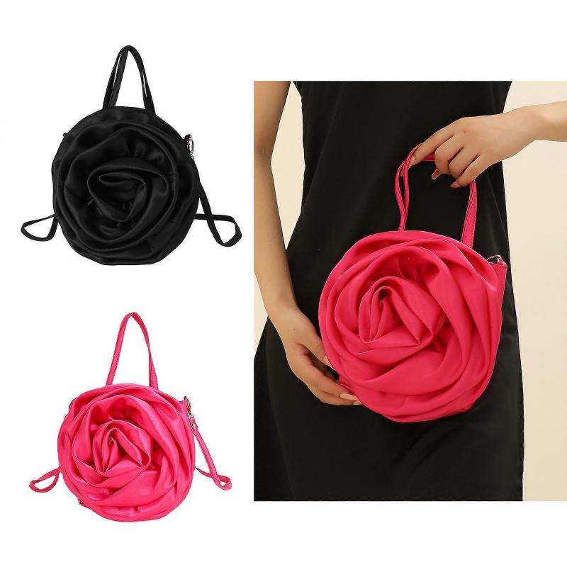Shoulder Bag Clutch Bag 3D Rose Shape Crossbody Bag Handbag Fashion Tote Bag Banquet Prom Wedding Evening Bag  Hot Pink