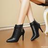 Большой размер Осень и Зима Новый стиль Темперамент Женские Остроносые Тонкие На высоком каблуке Короткие ботинки Модное шоу Тонкие Женские ботинки