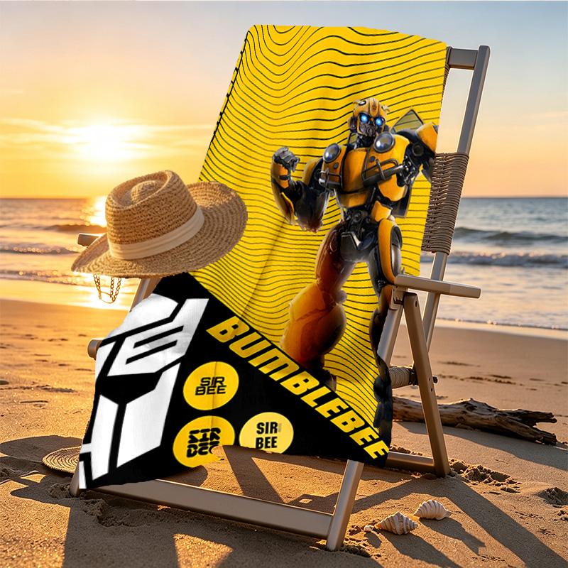 Bumblebee Print Beach Towel Design, Soft, Lightweight. for Home Bathroom, Spa, Pool, Yoga, Surfing, Camping, Gift for Family, Friend