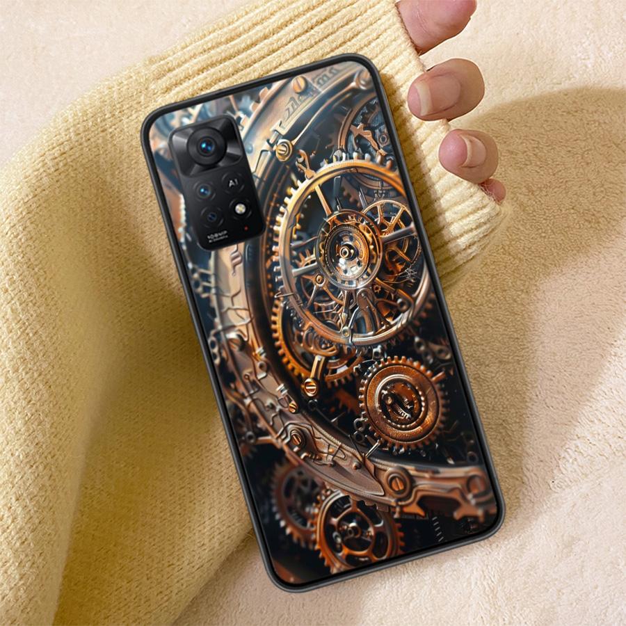 Lofi Dreamscapes Clock Gear Phone Case For Redmi Note 13 14 15 Pro Plus 12 13C 12C 15C 9 10 10C 9T 9C 9A TPU Soft Cover Clear Ce