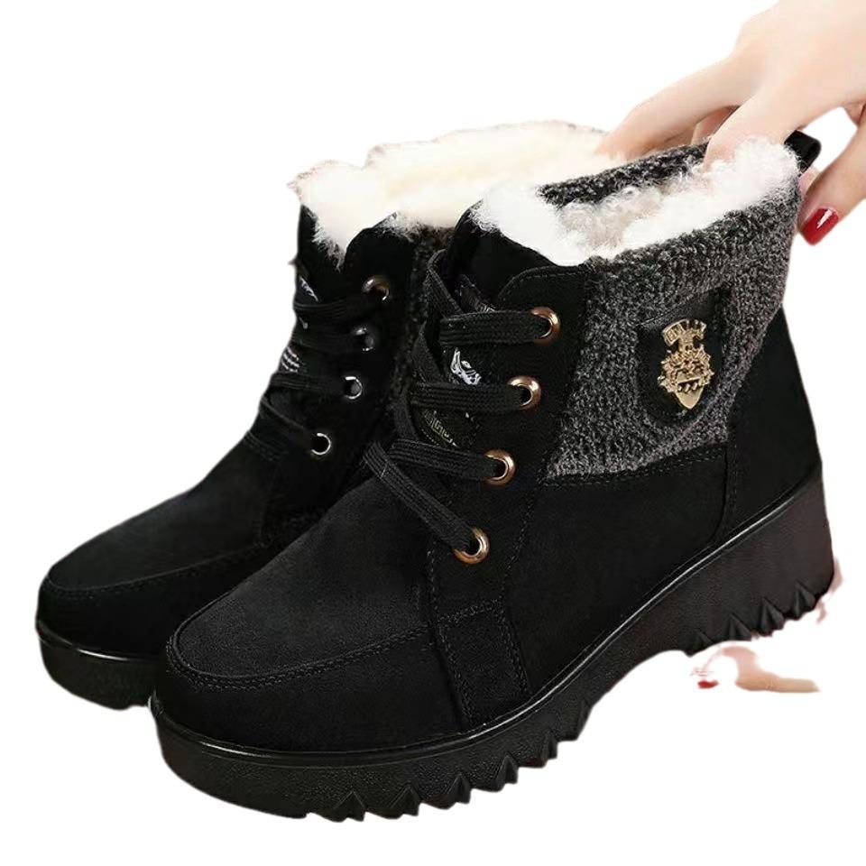 Северо-восточные толстые бархатные зимние сапоги женские 2024 зима новые на толстой подошве бархатные теплые для среднего и пожилого возраста нескользящие мамины хлопковые сапоги