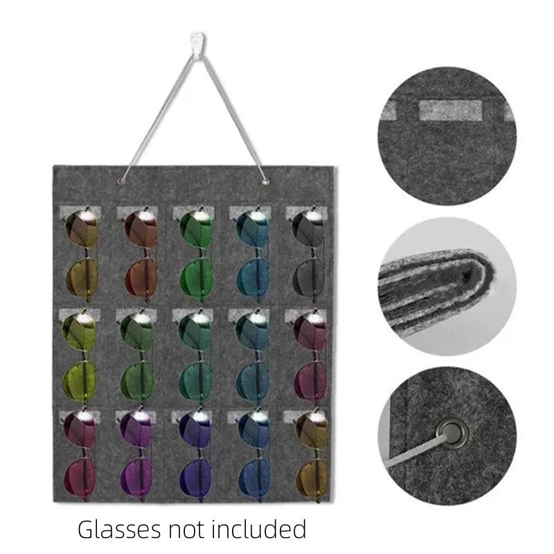 Фетровая подставка для очков с 15 слотами, держатель для солнцезащитных очков, дисплей для хранения очков, подвесная сумка, настенный карманный ящик для хранения, органайзер