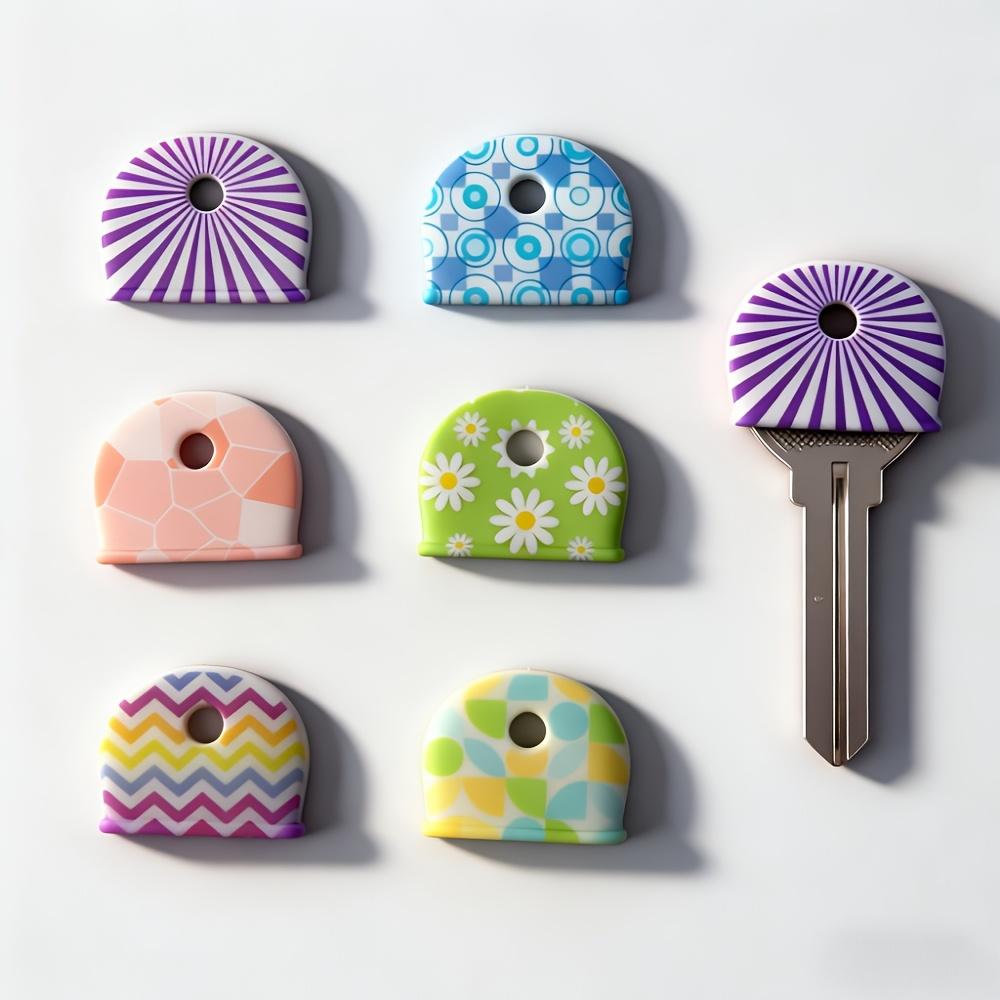 5 Random Color Floral Silicone Key Caps Creative Key Identifier Anti-Slip Key Protective Cover
