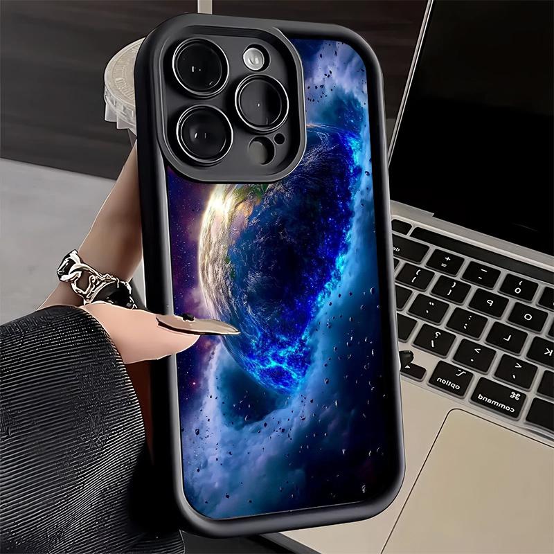 Чехол для телефона iPhone 17 Air 16E 15 16 Pro Max Земля Звезды Космос Вселенная Чехол 14 Plus 13 12 Mini Мягкий Силиконовый Fundas