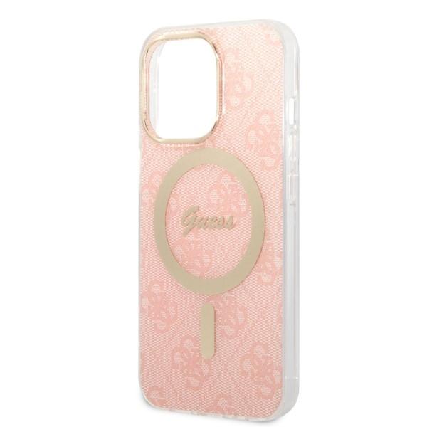 Zestaw Guess Gubpp13Xh4Eacsp Case+ Charger Iphone 13 Pro Max Różowy/Pink Hard Case 4G Print Magsafe