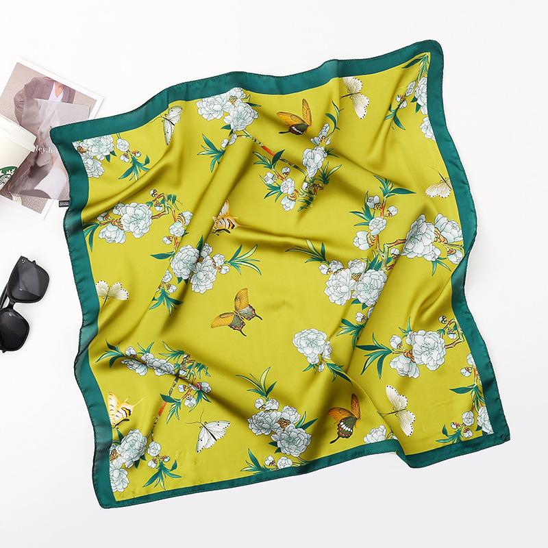 Spring/Summer New Women'S Silk Scarf 70 * 70cm Simulated Silk Twill Square Scarf Fashion Printed Large Square Scarf Professional Scarf