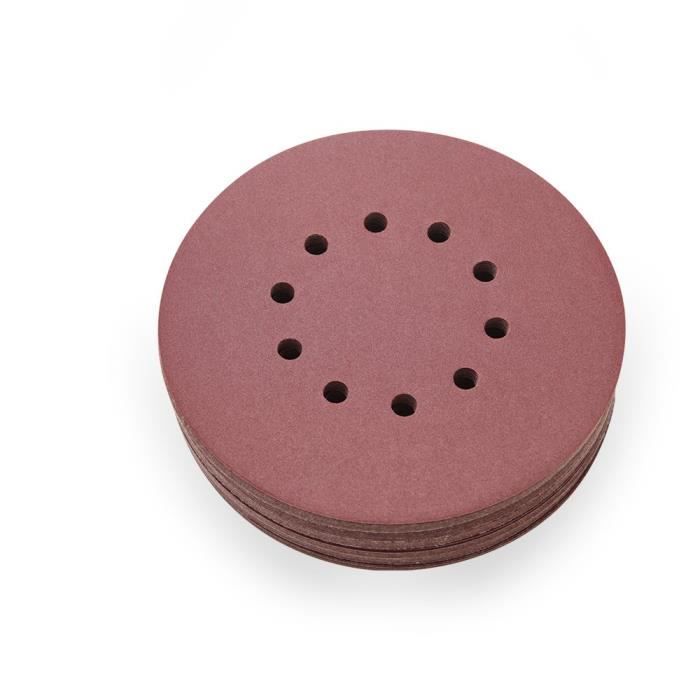 Woltersberger 25 Pièce Disques Abrasifs Ø 225mm | Granulométrie P120 | 10 Trou En Rouge | Papier De Verre Ponceuse À Sec...