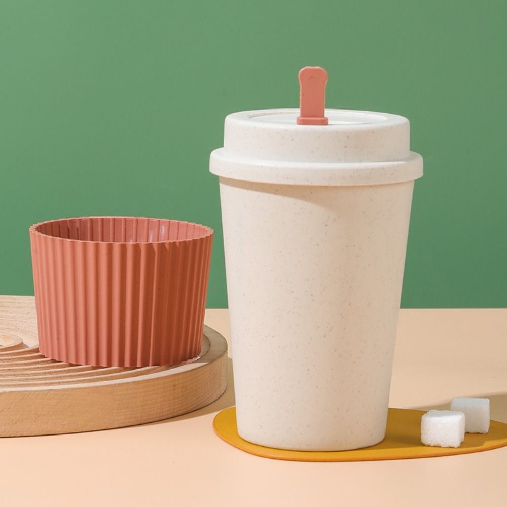 Кофейные чашки из пшеничной соломы с крышками, чашка для молока, портативная кофейная кружка, для дома