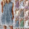 Women's Casual And Fashionable Round-neck Sleeveless Printing Mid Length Dress