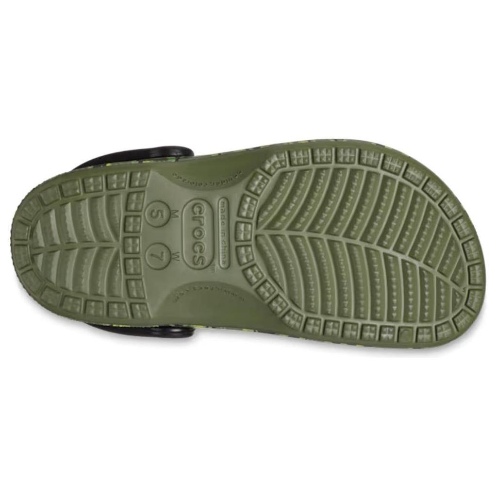 Crocs Breathable Round Toe Thick Sole Clogs Unisex Footwear Camouflage-Green 206230-9CX
