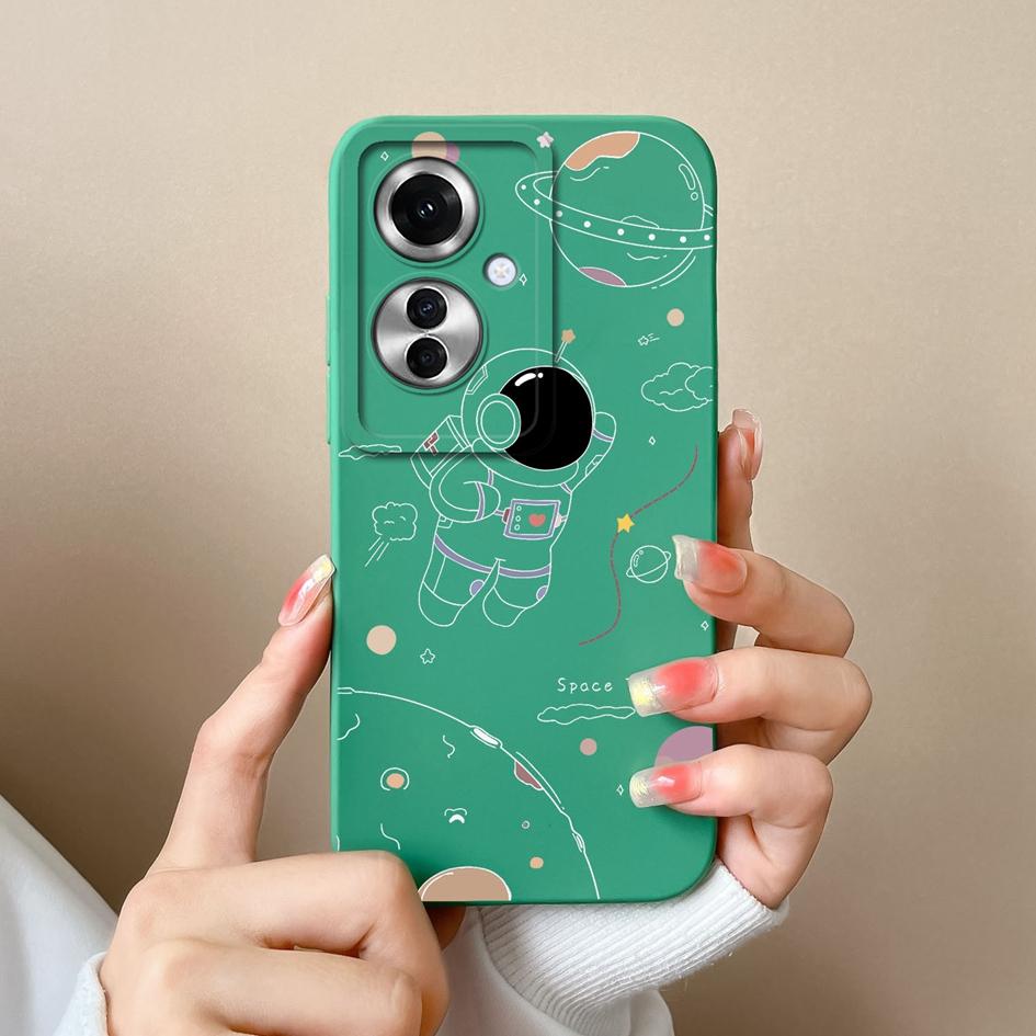 Чехол для OPPO A60 A59 Realme C65 12x Reno11 Pro, чехол для телефона с милым астронавтом-пилотом, противоударный, мягкий жидкий силикон, популярный чехол-бампер для OPPO