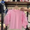 Новый топ с пышными рукавами и длинным рукавом для девочек - Стильная корейская хлопковая футболка для детей
