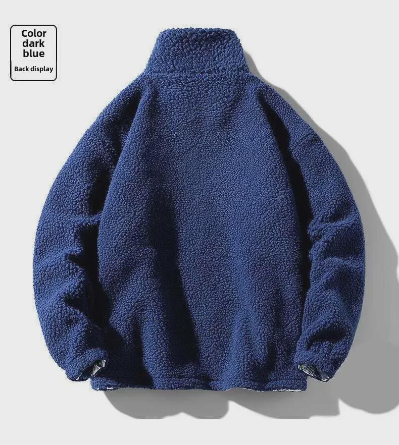 Мужская куртка из гранулированного флиса с воротником-стойкой: Осенне-зимнее модное пальто из овечьей шерсти, плотная повседневная мода.