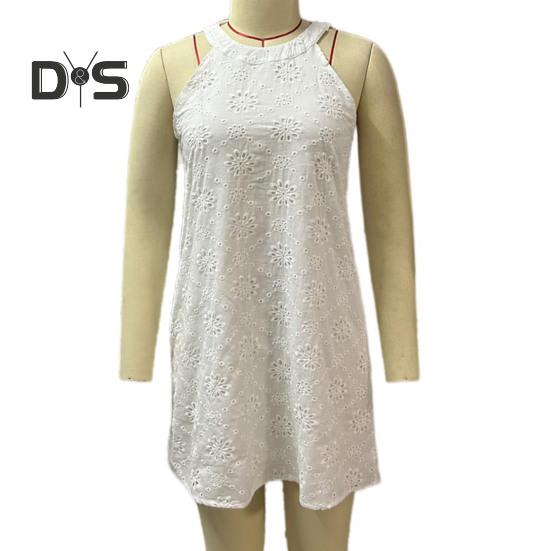 Летнее платье длиной выше колена, однотонное стильное женское летнее повседневное платье с бретелькой на бретельках с цветочным принтом