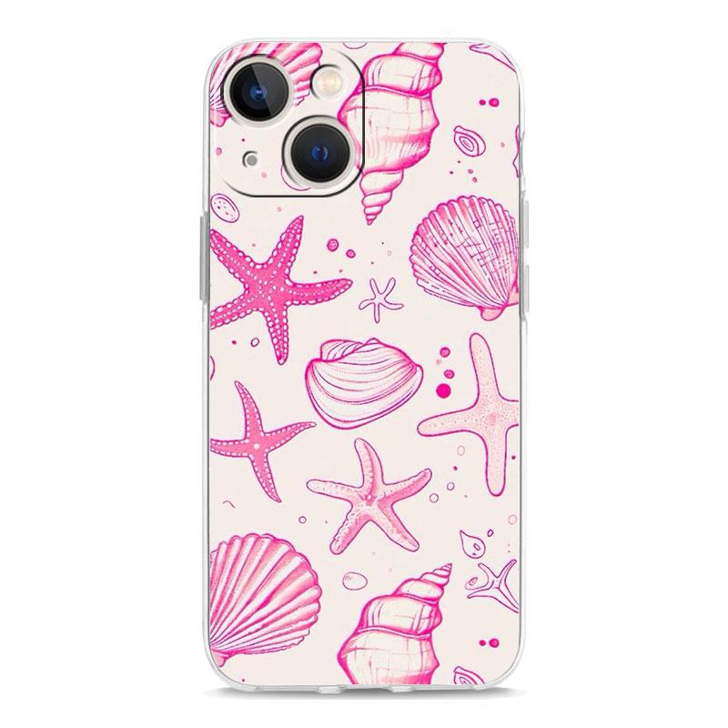 Чехол для телефона iPhone 17 Air Cases iPhone 16 15 12 13 14 Pro Max SE 7 8 Plus iPhone11 Прозрачный Мягкий Чехол Розовая Медуза Океанический